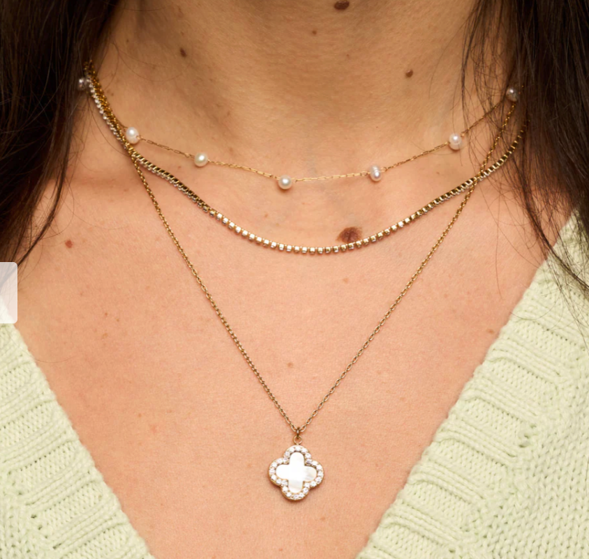 Nikki Smith White Crystal Flora Adjustable Necklace