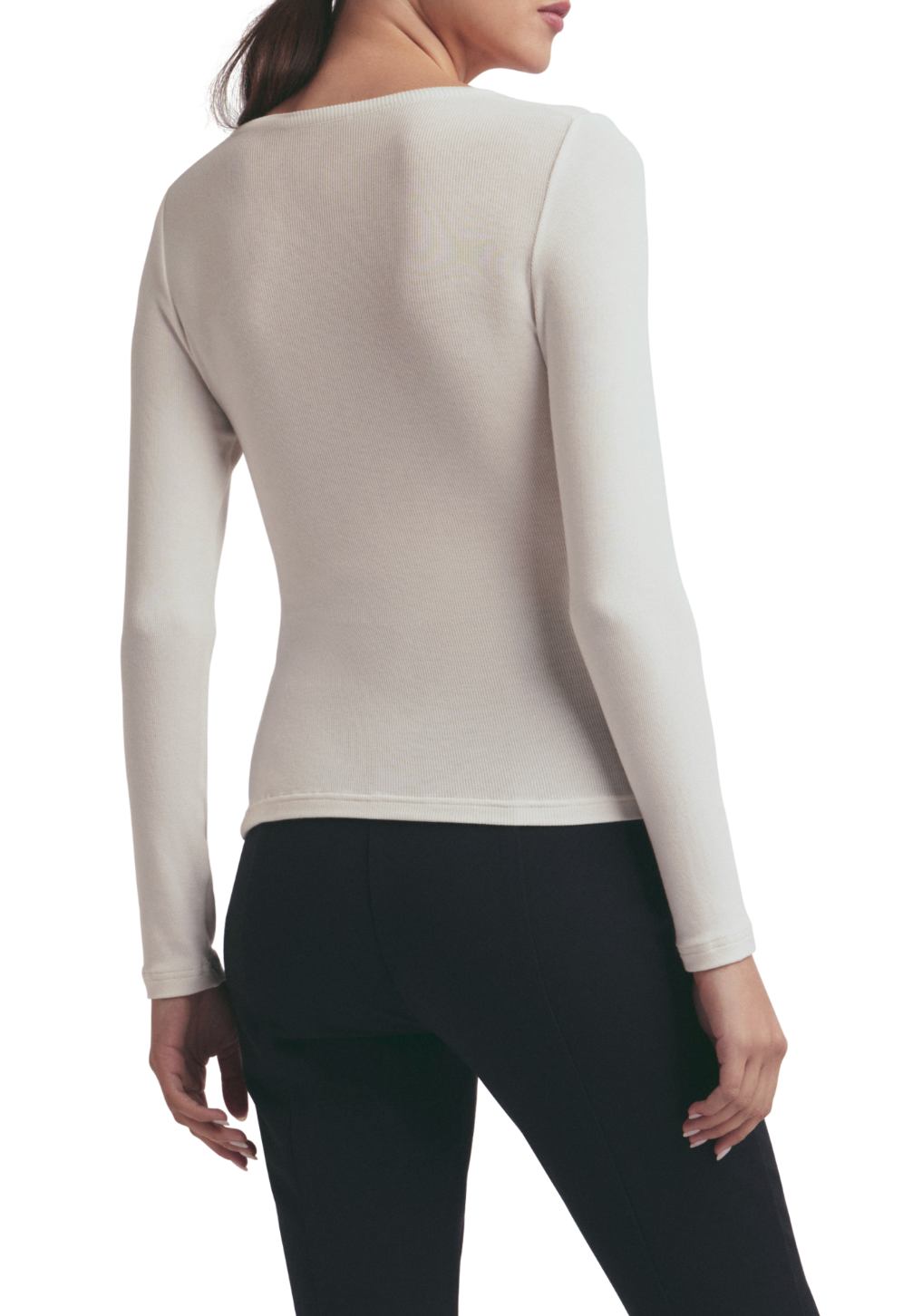 Favorite Daughter Henley Ribbed Long Sleeve Shirt - White