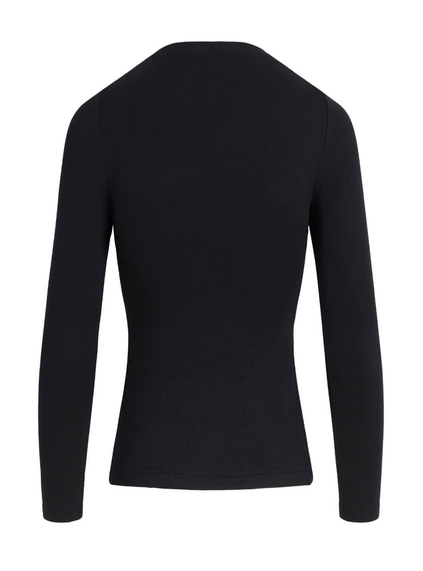 Favorite Daughter Ribbed Long Sleeve Shirt - Black