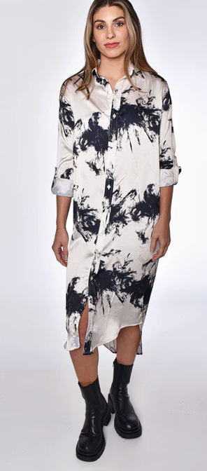 Emily Phillips Midi Dress - Black/White Tie Dye