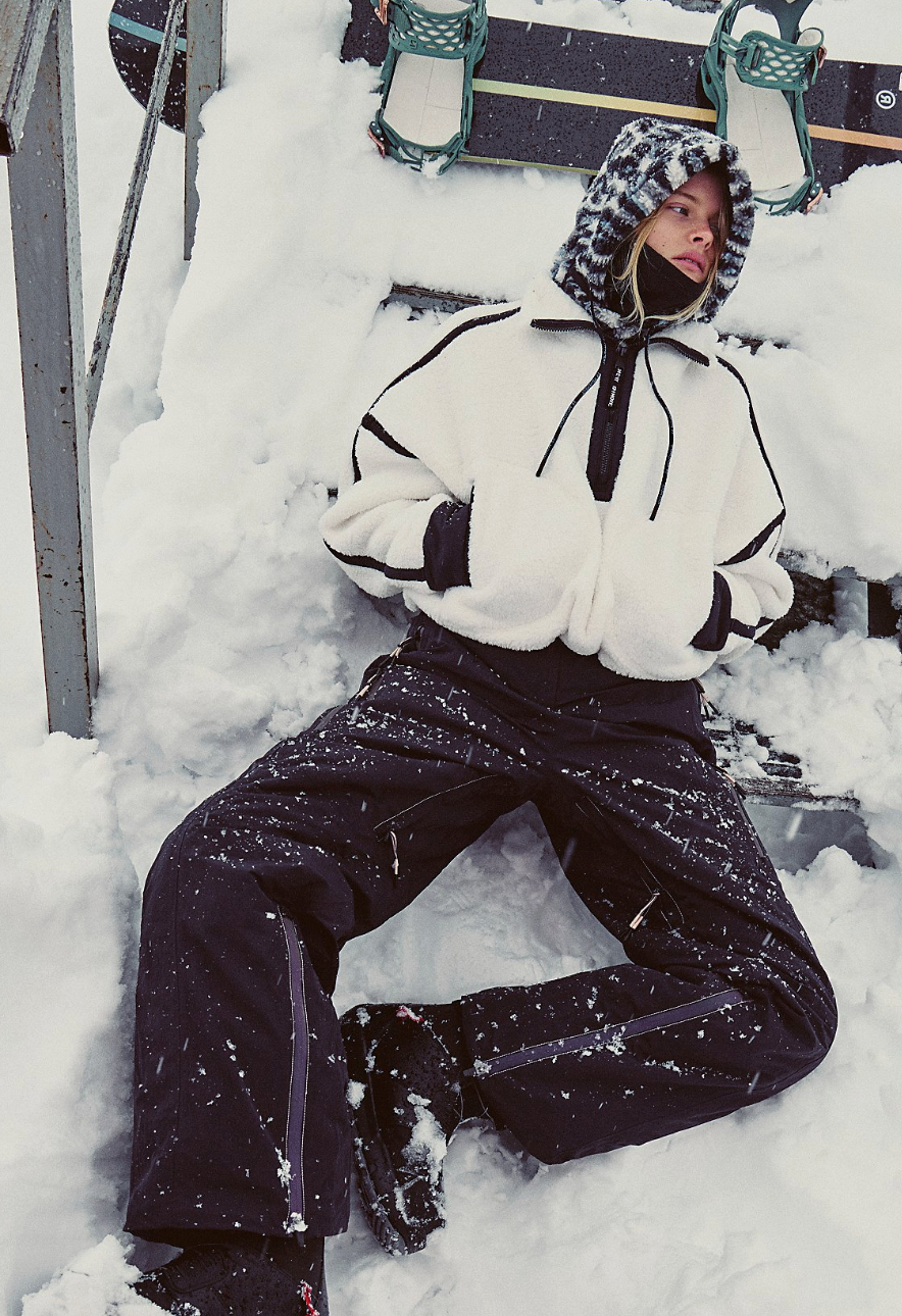 Free People Mountain High 1/2 Zip Fleece - White Combo