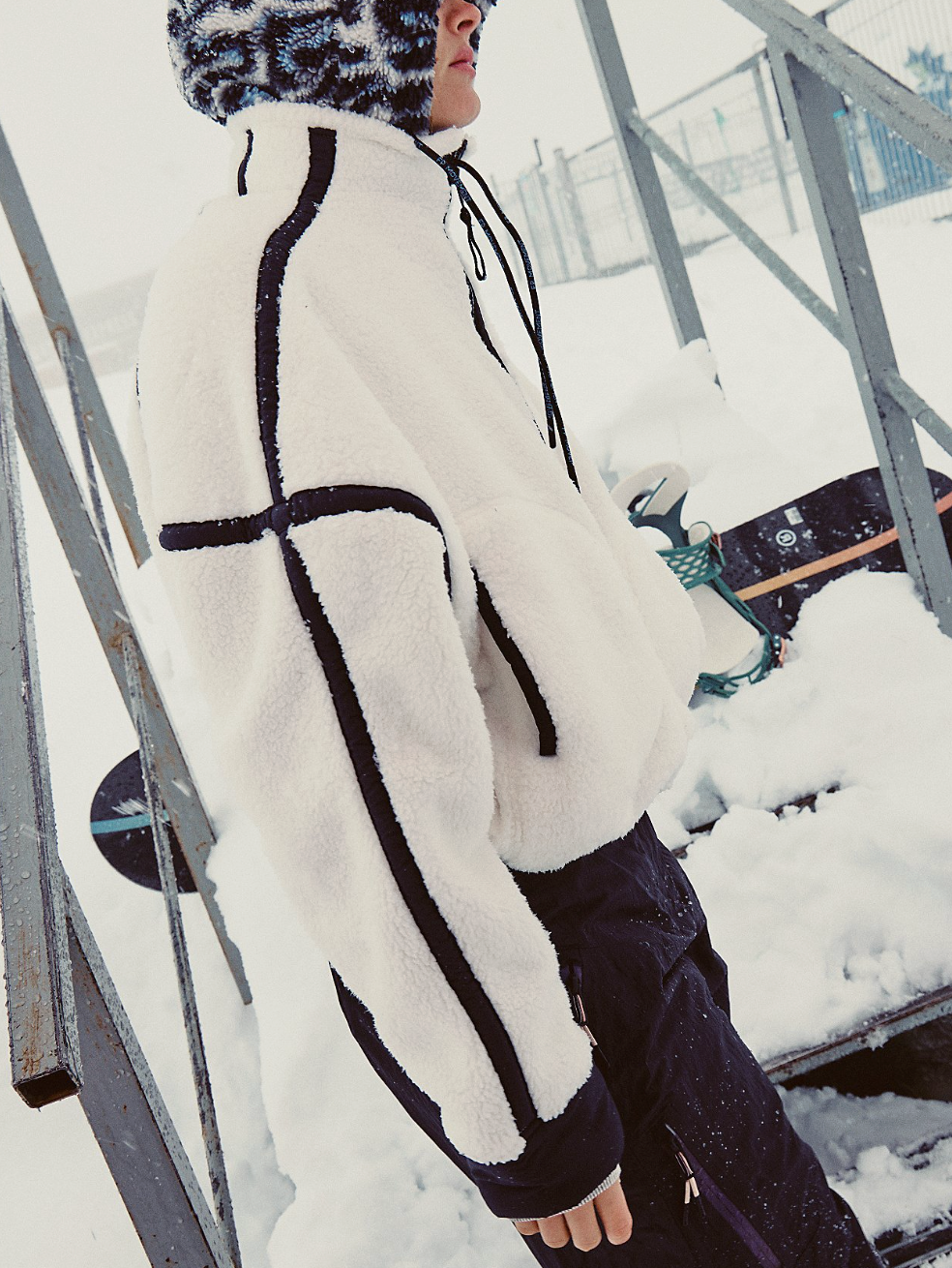 Free People Mountain High 1/2 Zip Fleece - White Combo