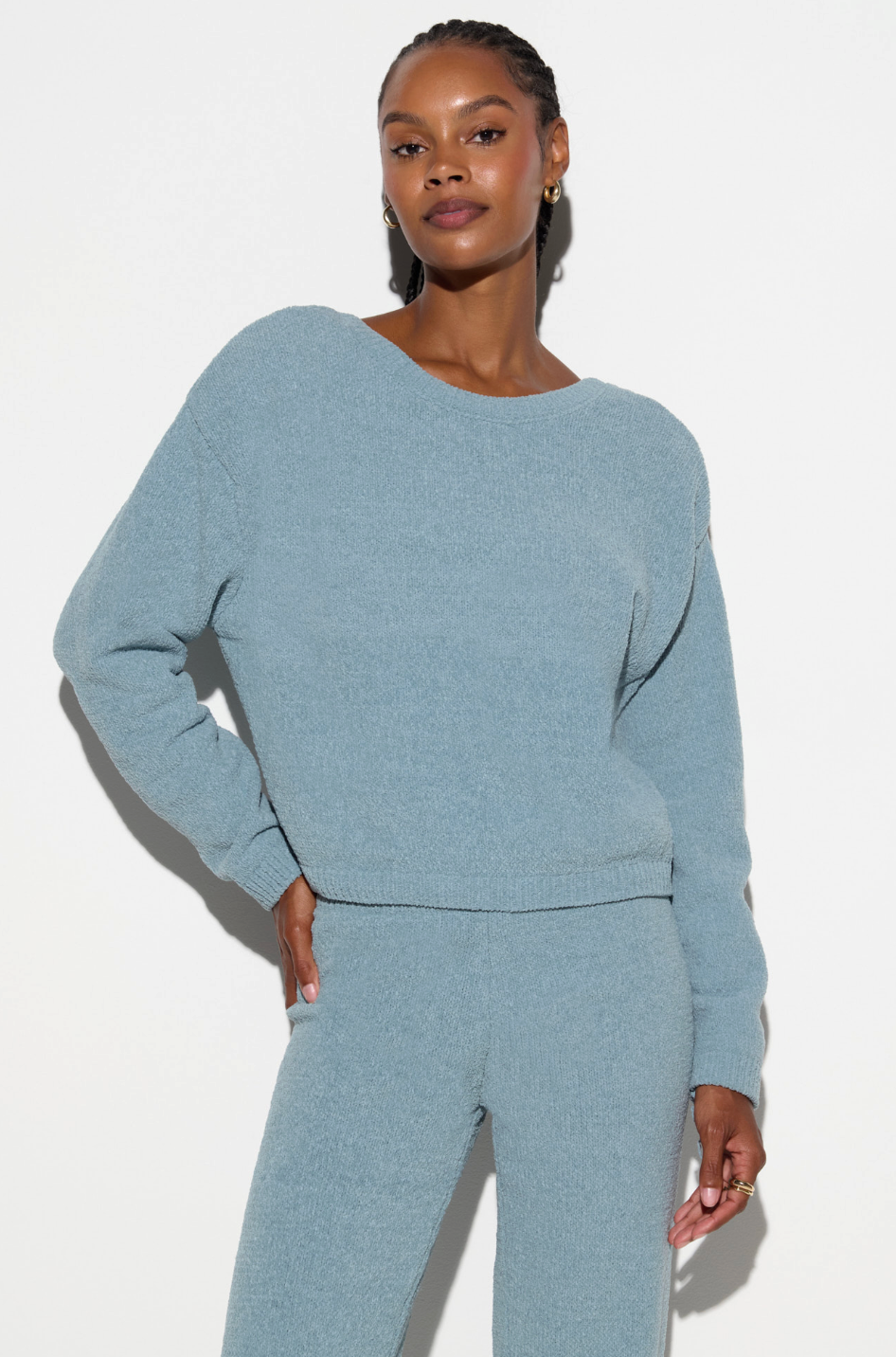 Spiritual Gangster Blaire Chenille Top - Ocean Fog