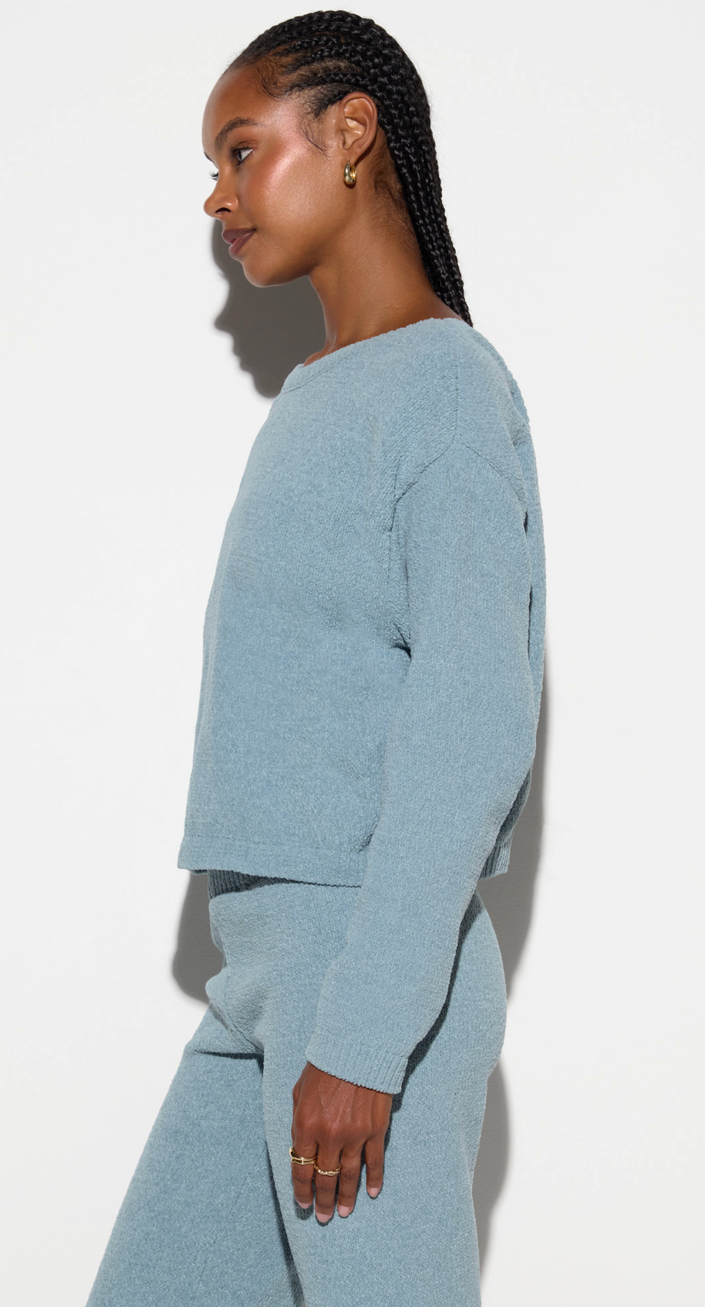 Spiritual Gangster Blaire Chenille Top - Ocean Fog