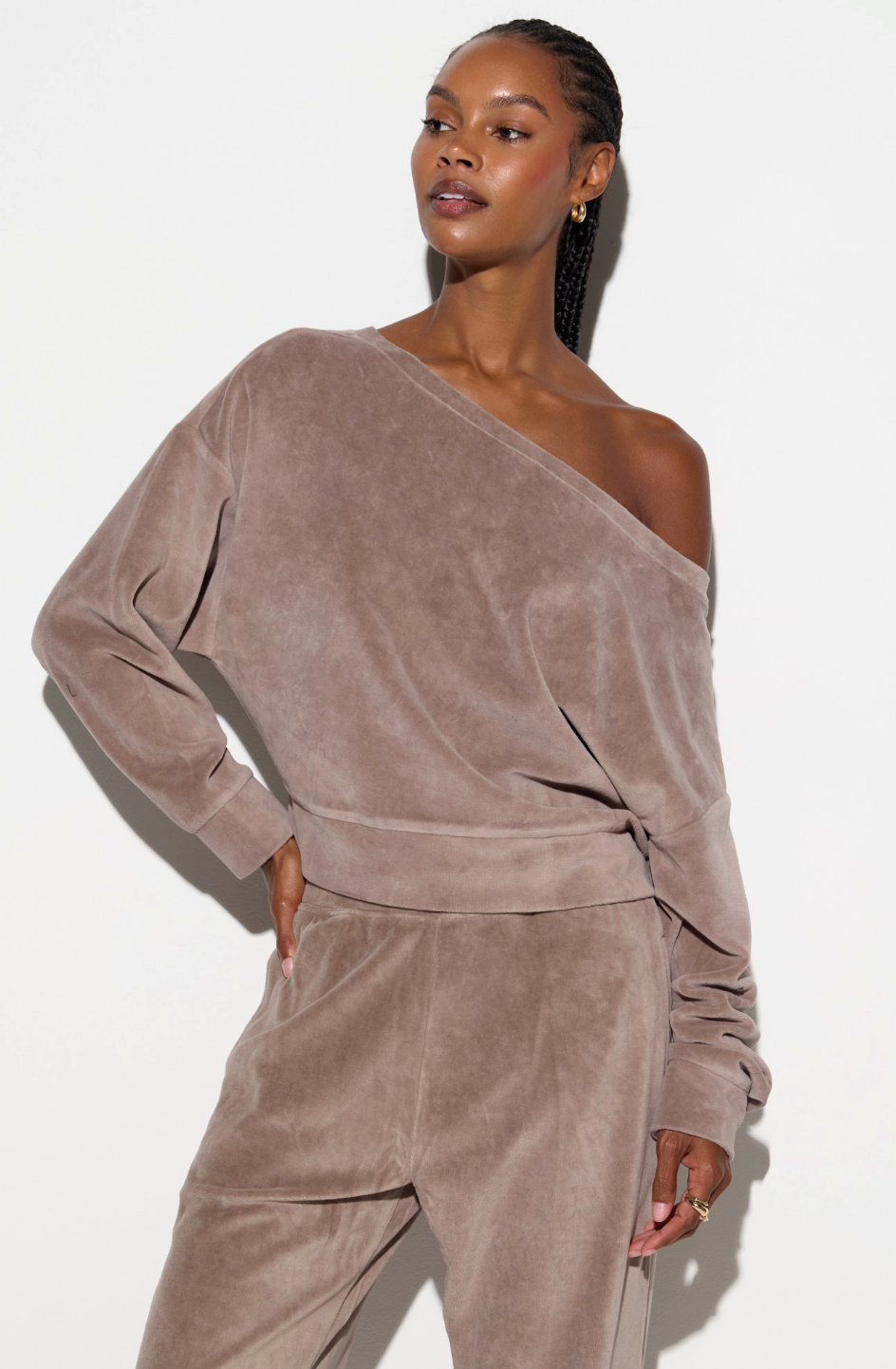 Spiritual Gangster Ava Velour Sweatshirt - Moon Rock