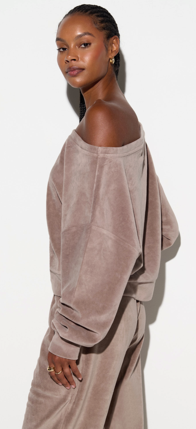 Spiritual Gangster Ava Velour Sweatshirt - Moon Rock