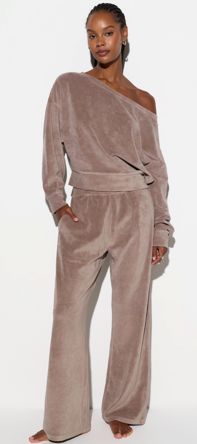 Spiritual Gangster Ava Velour Sweatshirt - Moon Rock