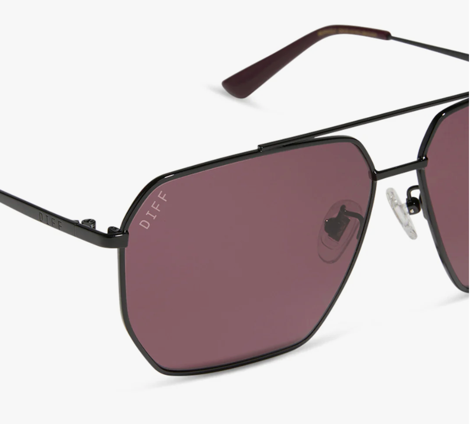 DIFF Eyewear Berkely Sunglasses - Black and Dark Cherry
