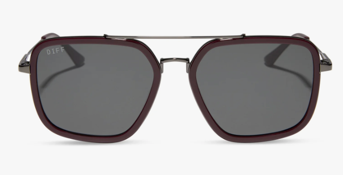 DIFF Eyewear Jordan Polarized - Dark Cherry Lacquer and Grey Gradient