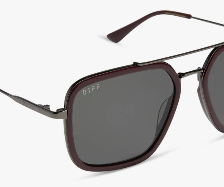 DIFF Eyewear Jordan Polarized - Dark Cherry Lacquer and Grey Gradient