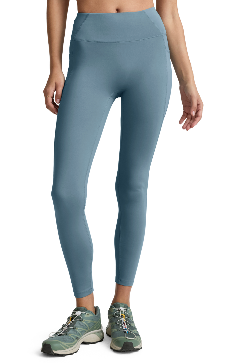 Beyond Yoga Pacer Fleece Zip Pocket Long Legging - Misty Blue