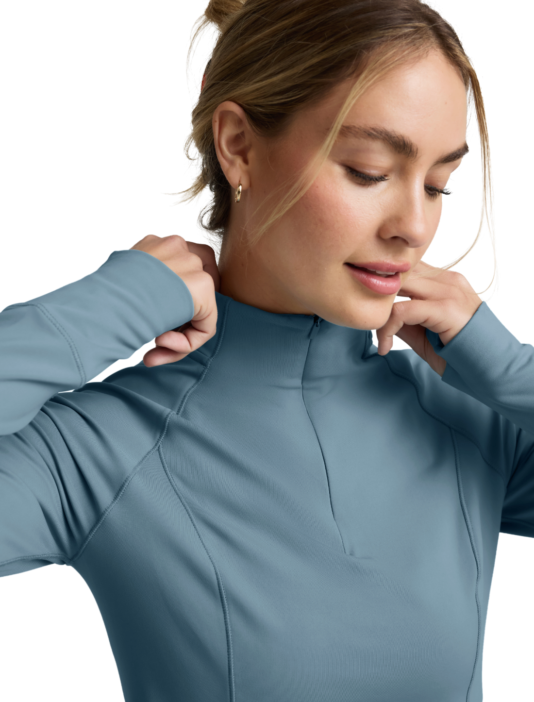 Beyond Yoga Pacer Fleece Quarter Zip Pullover - Misty Blue