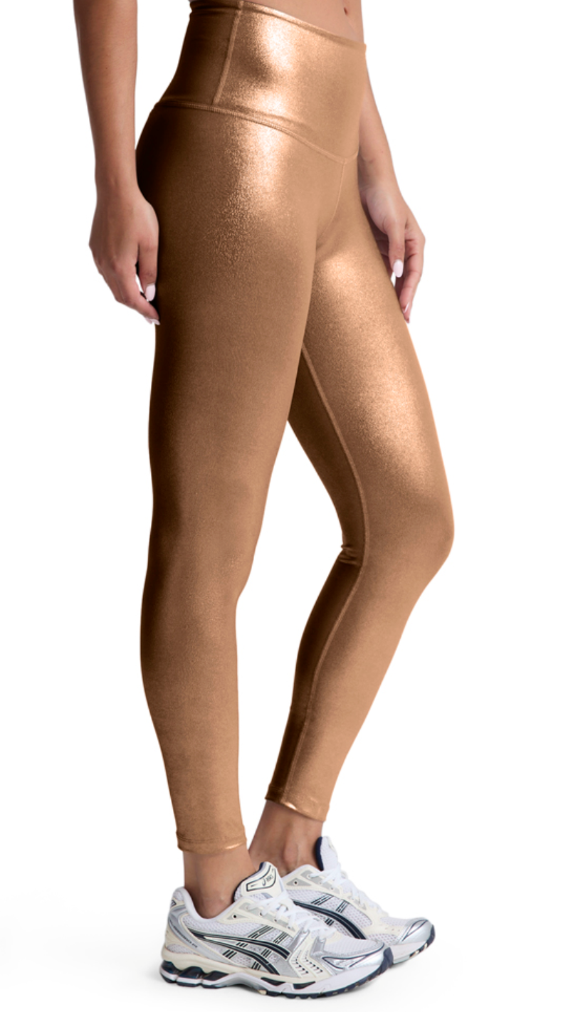 Beyond Yoga Caught in the Midi HW Legging - Liquid Foil Copper