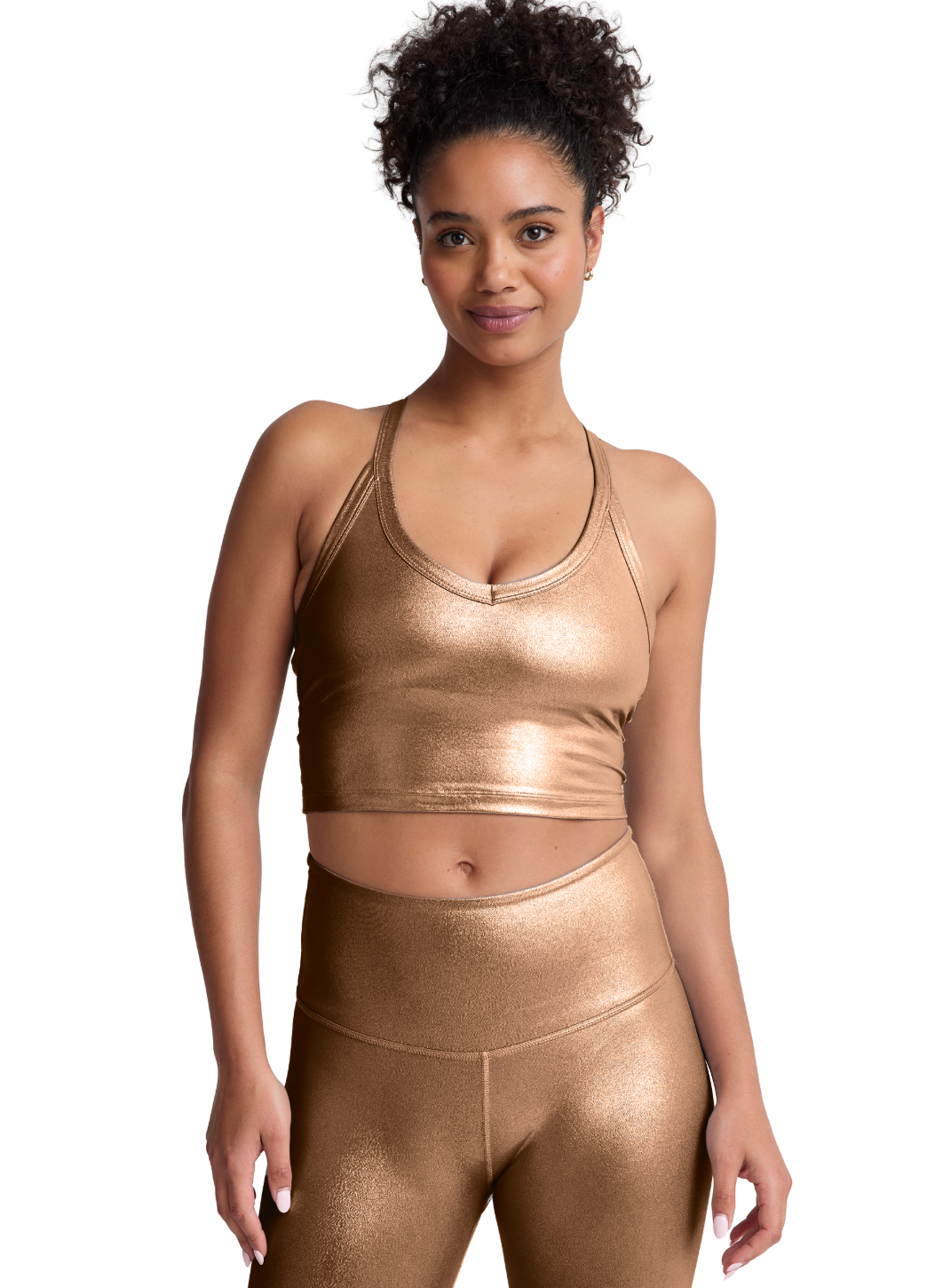 Beyond Yoga On The Up Cropped Tank - Liquid Foil Copper