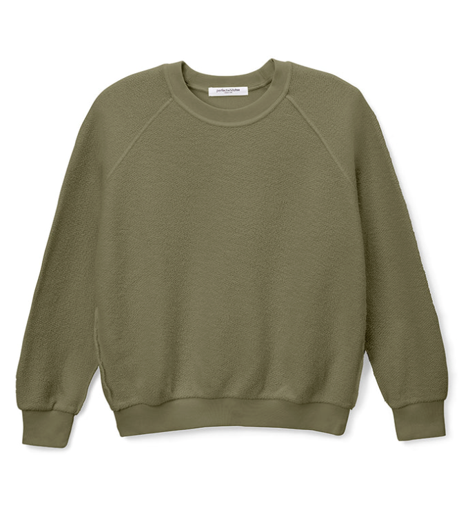 Perfect White Tee Ziggy Reverse Fleece Crew - Fern