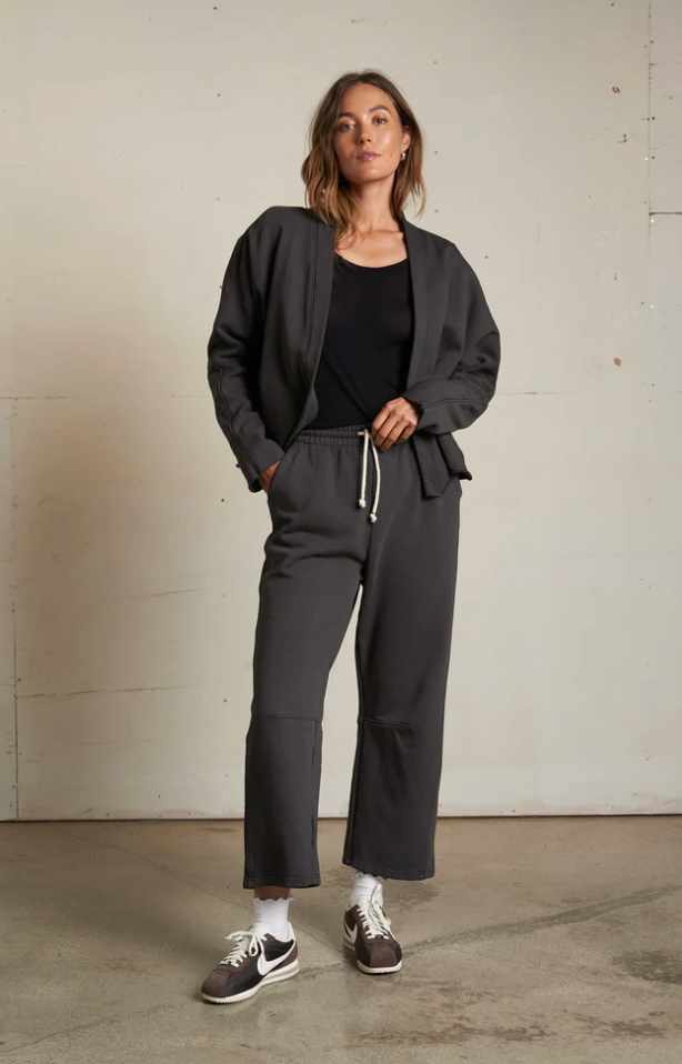 Perfect White Tee Olivia Fleece Cardigan - Vintage Black