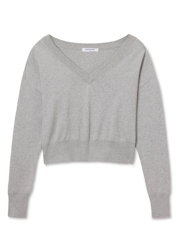 Perfect White Tee Georgina Cashmere Sweater - Heather Grey
