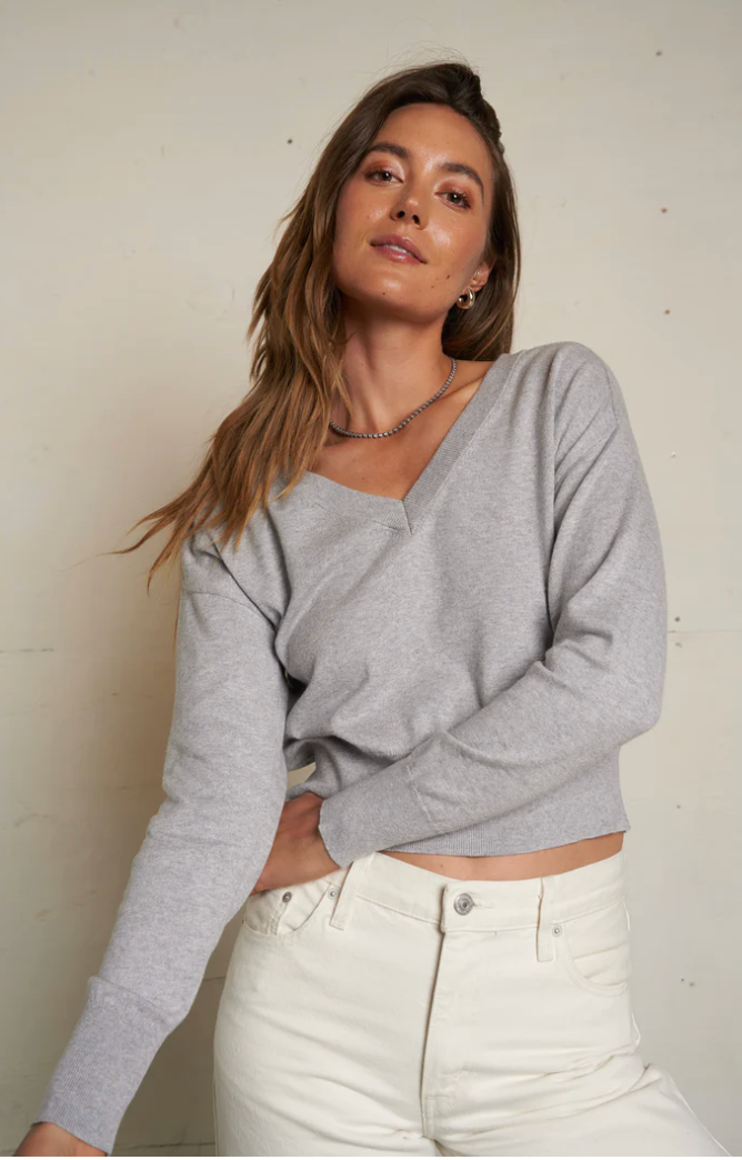 Perfect White Tee Georgina Cashmere Sweater - Heather Grey