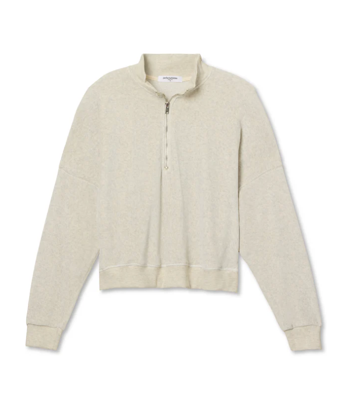 Perfect White Tee Kiva Velour Mock Neck - Oatmeal