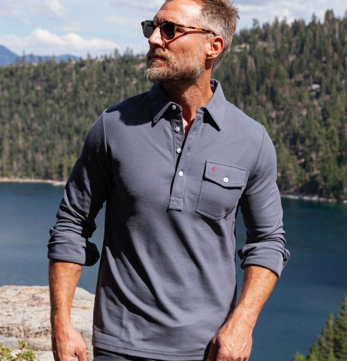 Criquet Performance Long Sleeve Players Shirt - Blue Steel