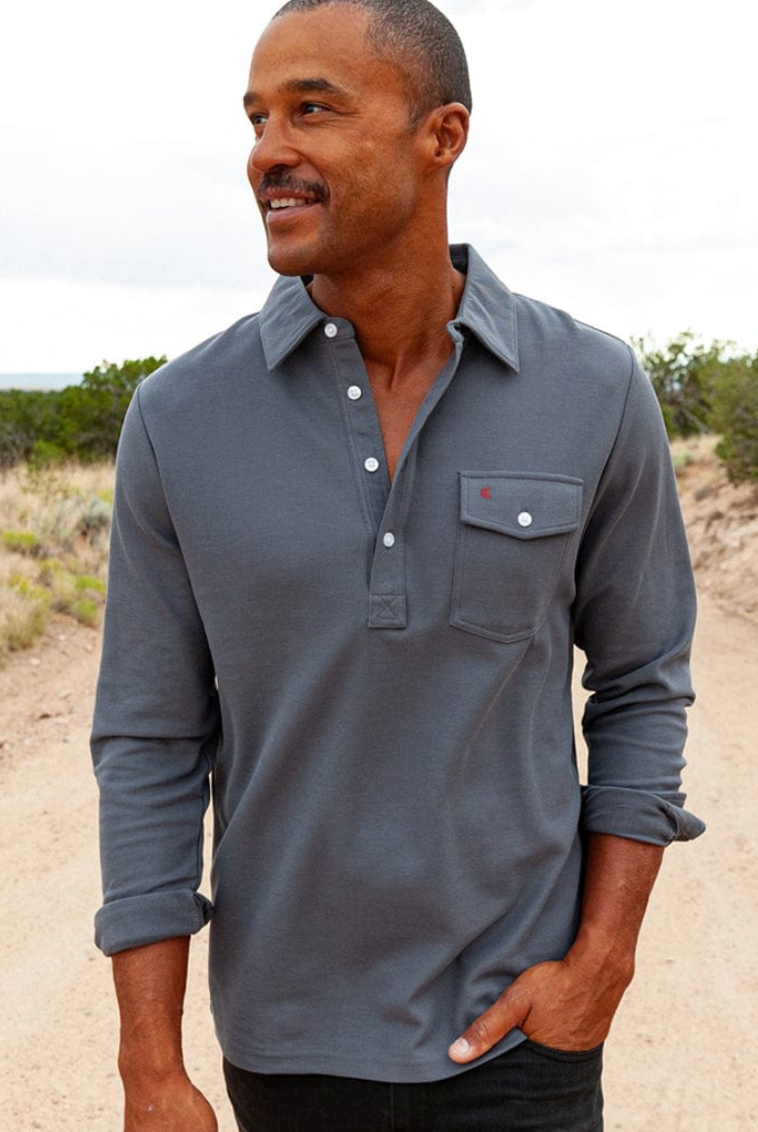 Criquet Performance Long Sleeve Players Shirt - Blue Steel