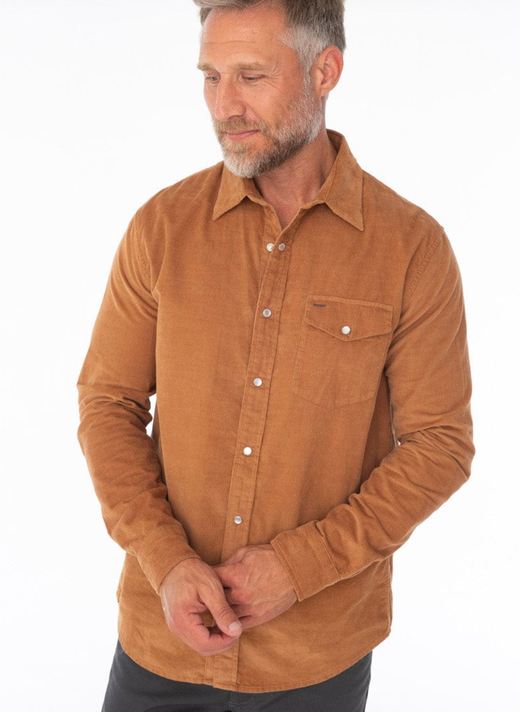 Criquet Long Sleeve Corduroy Pearl Snap - Whiskey Business