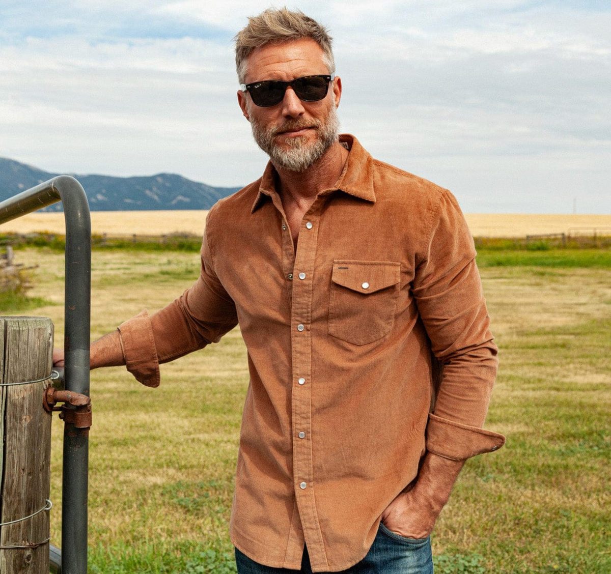 Criquet Long Sleeve Corduroy Pearl Snap - Whiskey Business