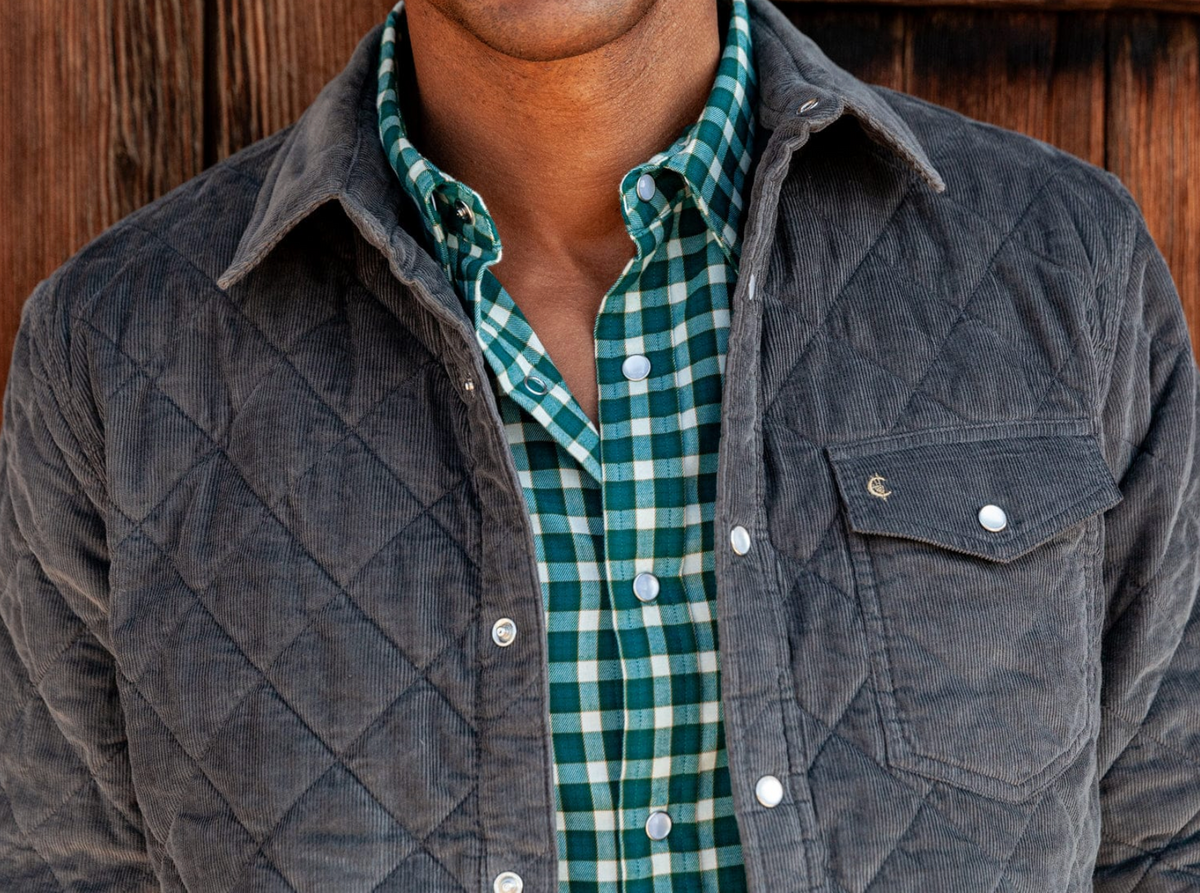 Criquet Corduroy Quilted Shacket - Midnight Ash