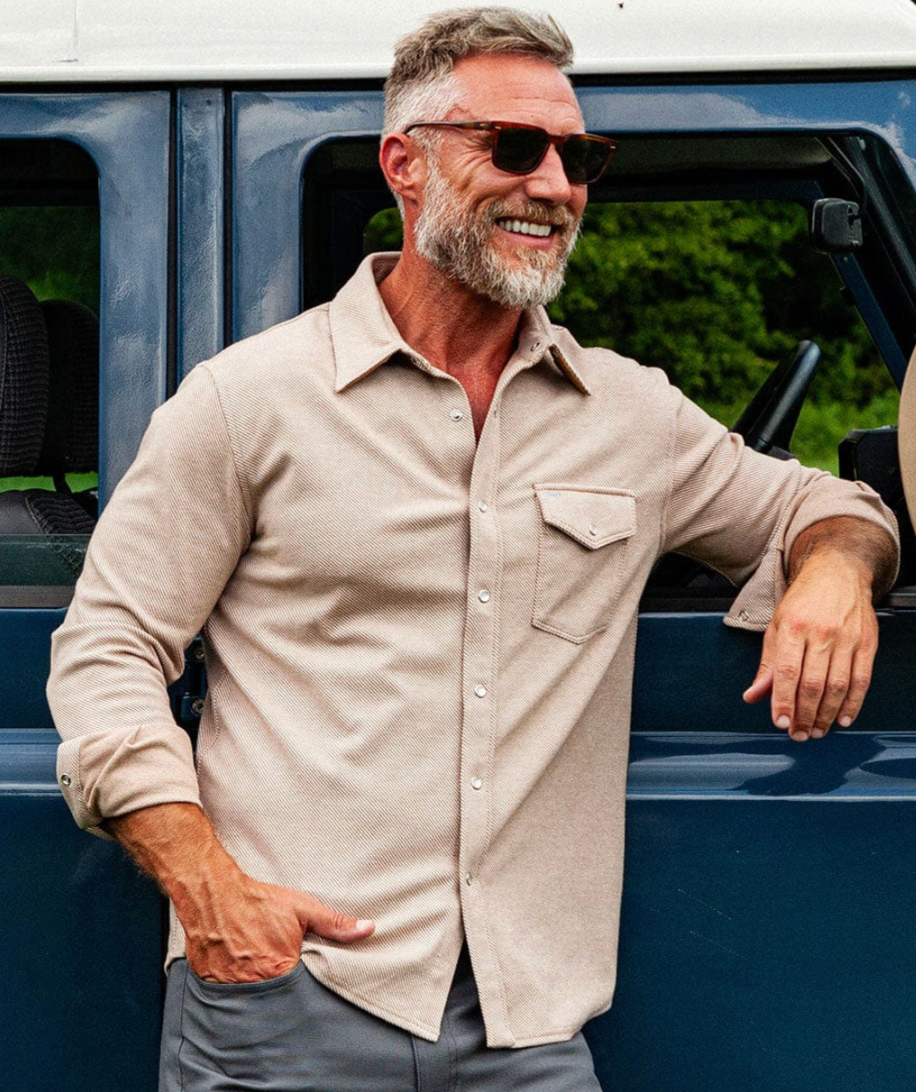 Criquet Chill Knit Pearl Snap - Stone