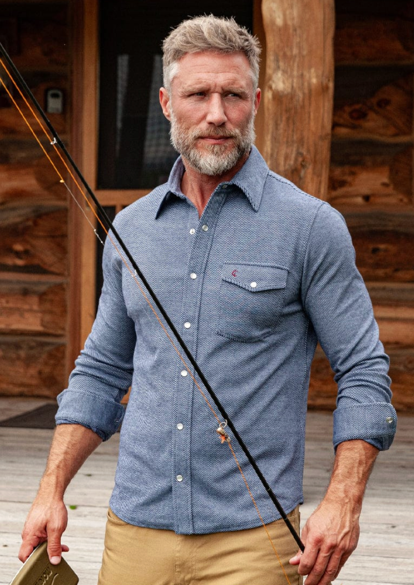 Criquet Chill Knit Pearl Snap - Navy