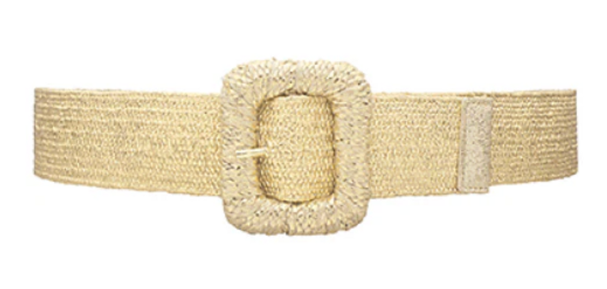 Walker&Wade Rectangle Metallic Straw Buckle Belt - Gold