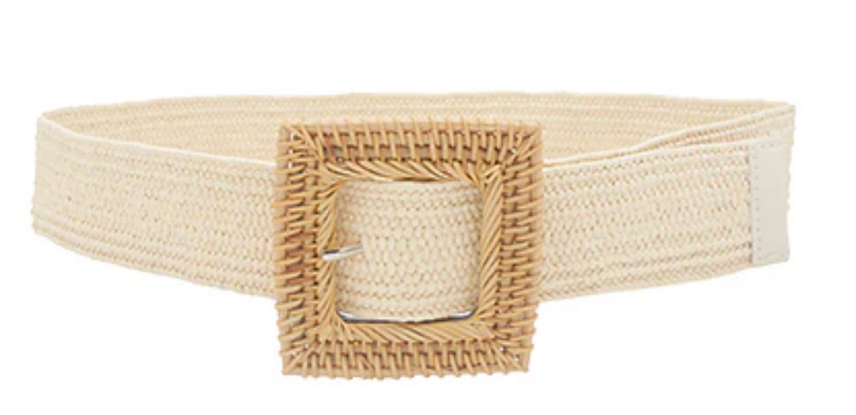 Walker&Wade Rattan Square Belt - Ivory