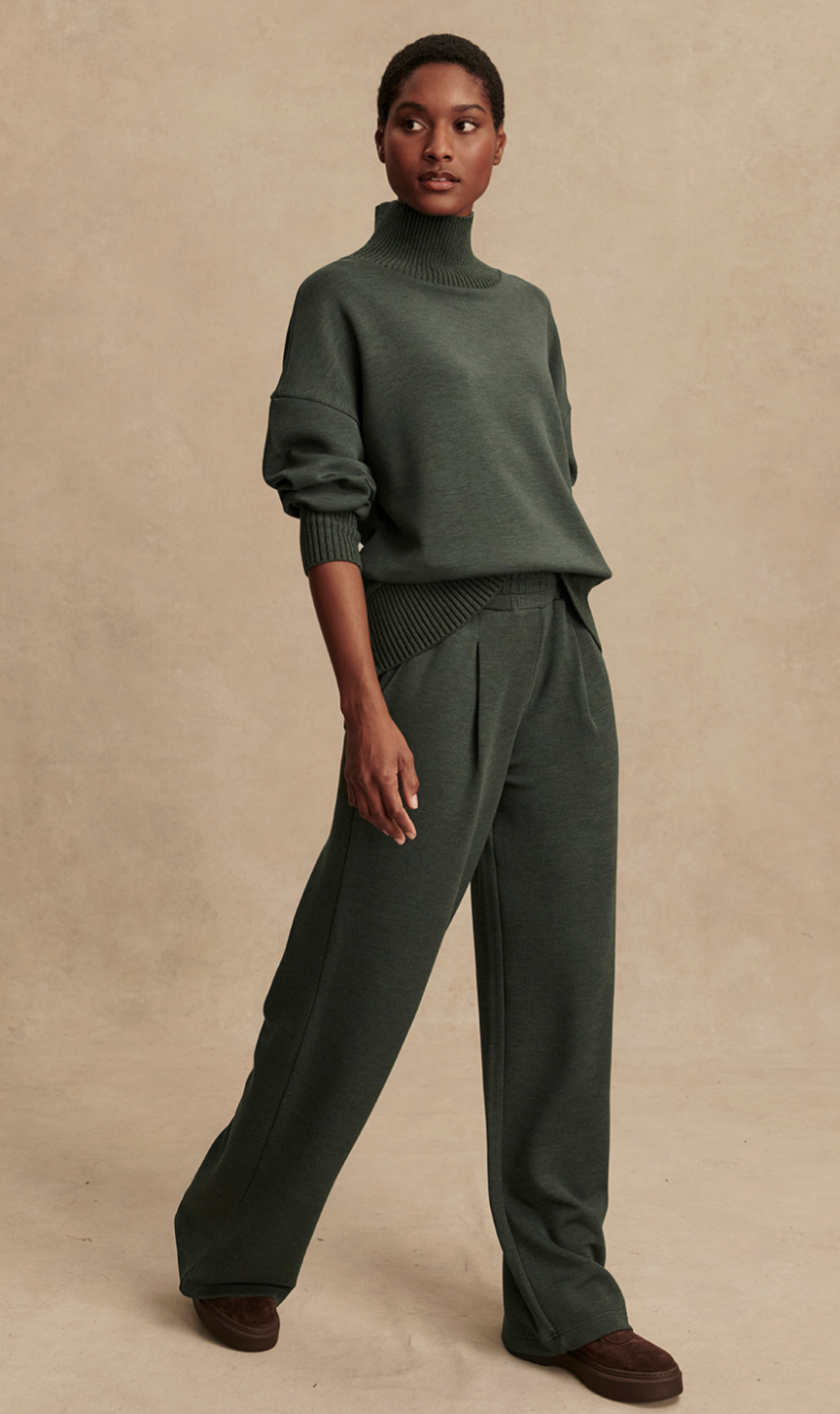 Varley The Extra Wide Leg Pant 29.5 - Olive Marl