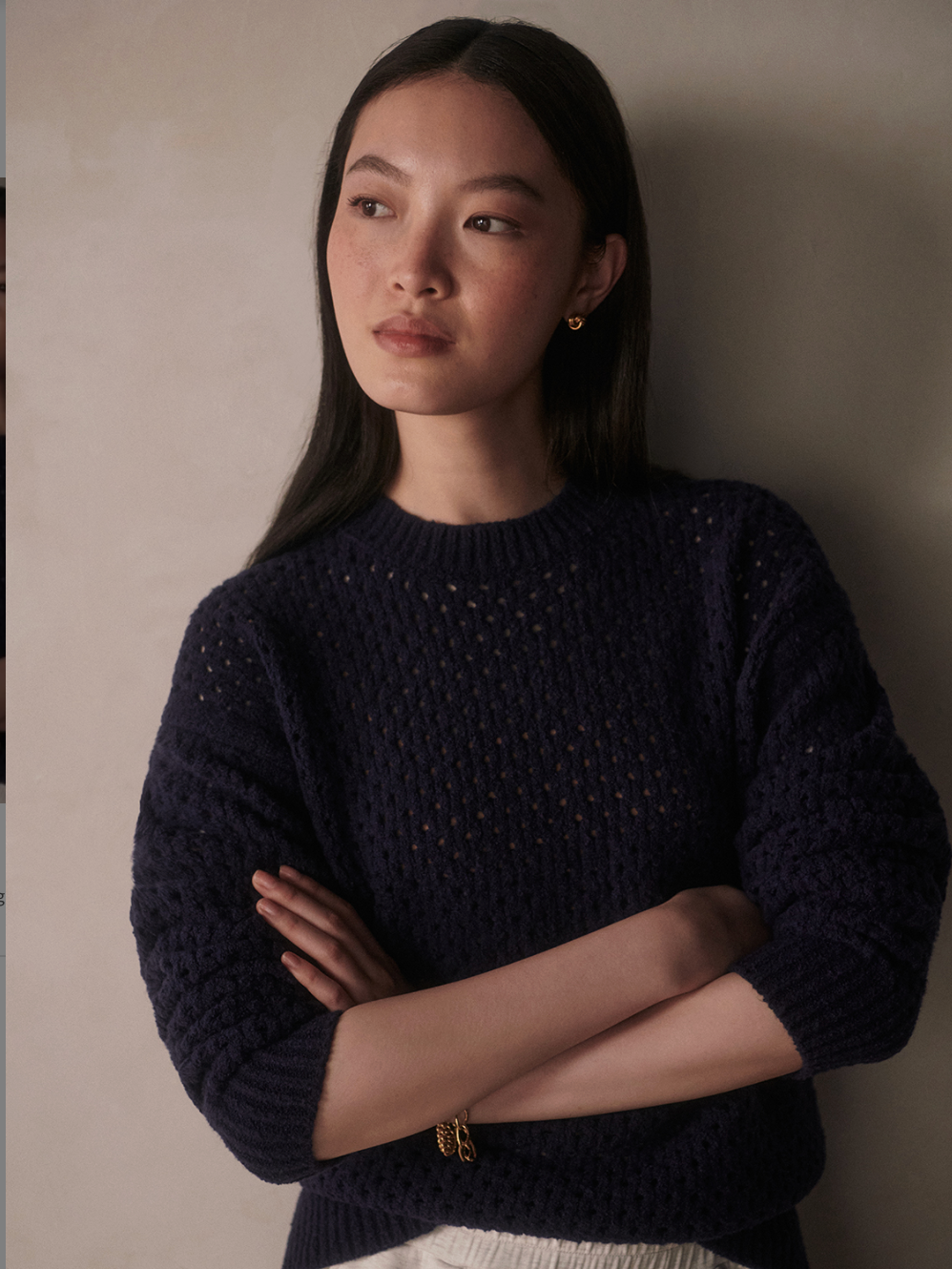 Varley Grady Boucle Knit Sweater - Evening Blue