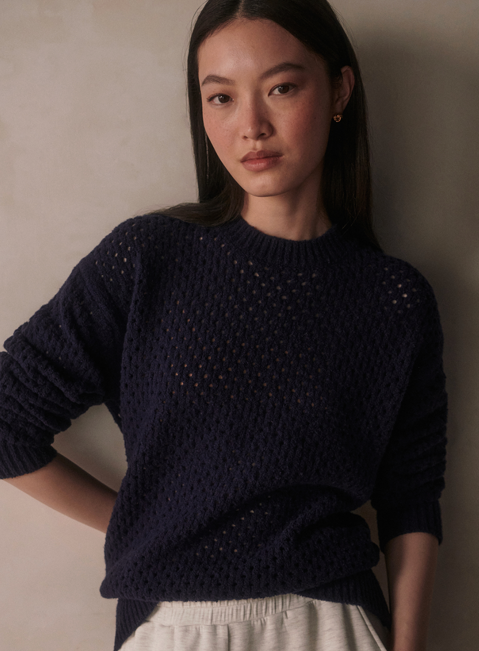 Varley Grady Boucle Knit Sweater - Evening Blue