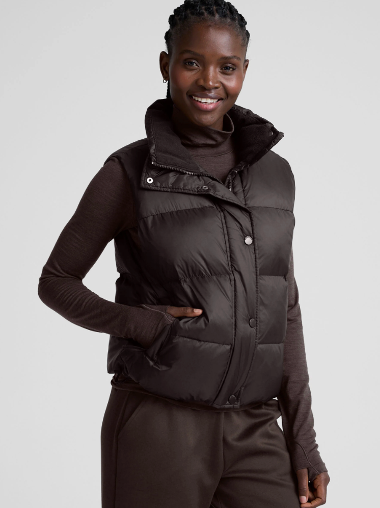 Beyond Yoga Big Cozy Puffer Vest - Dark Chocolate