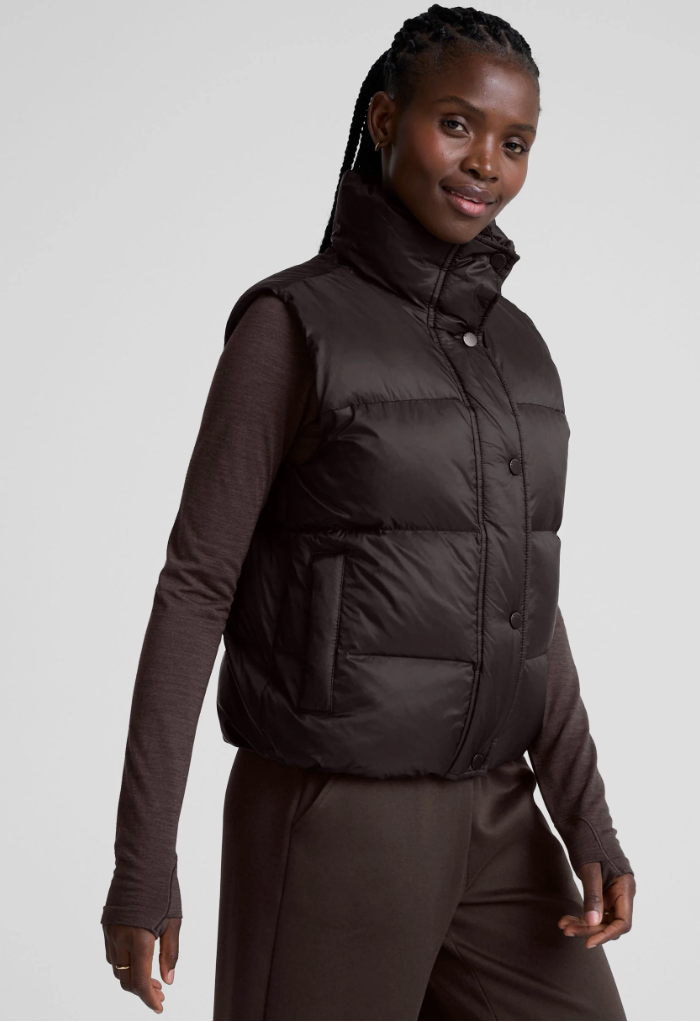 Beyond Yoga Big Cozy Puffer Vest - Dark Chocolate