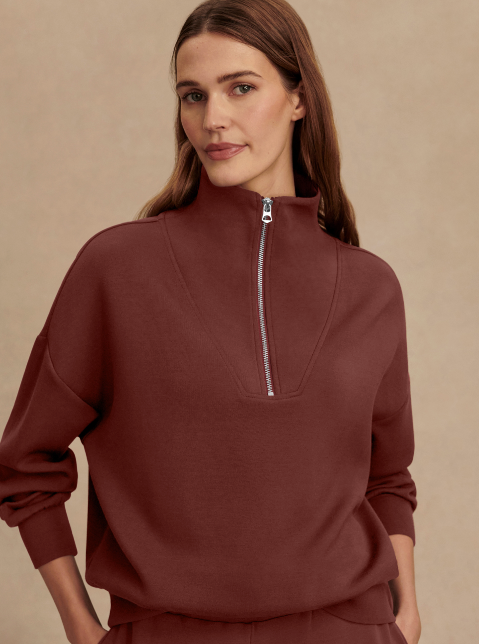 Varley Hawley Half Zip Sweat - Cinnamon