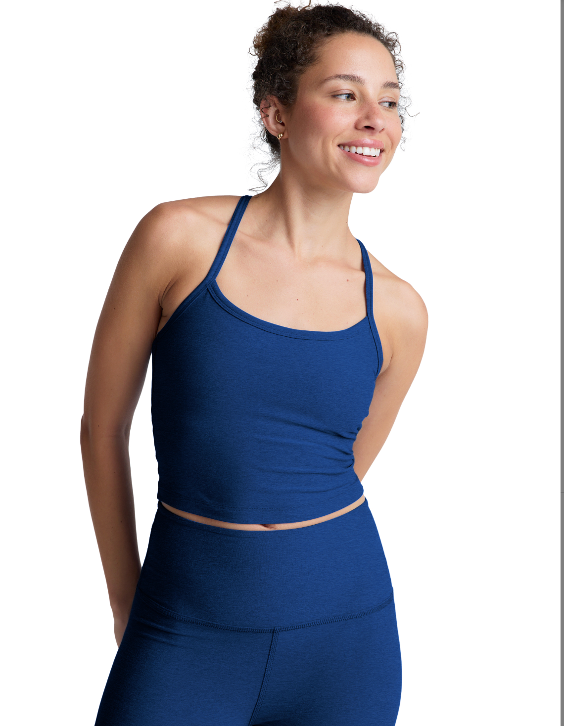 Beyond Yoga Spacedye Slim Racerback Cropped Tank - Marine Blue Heather