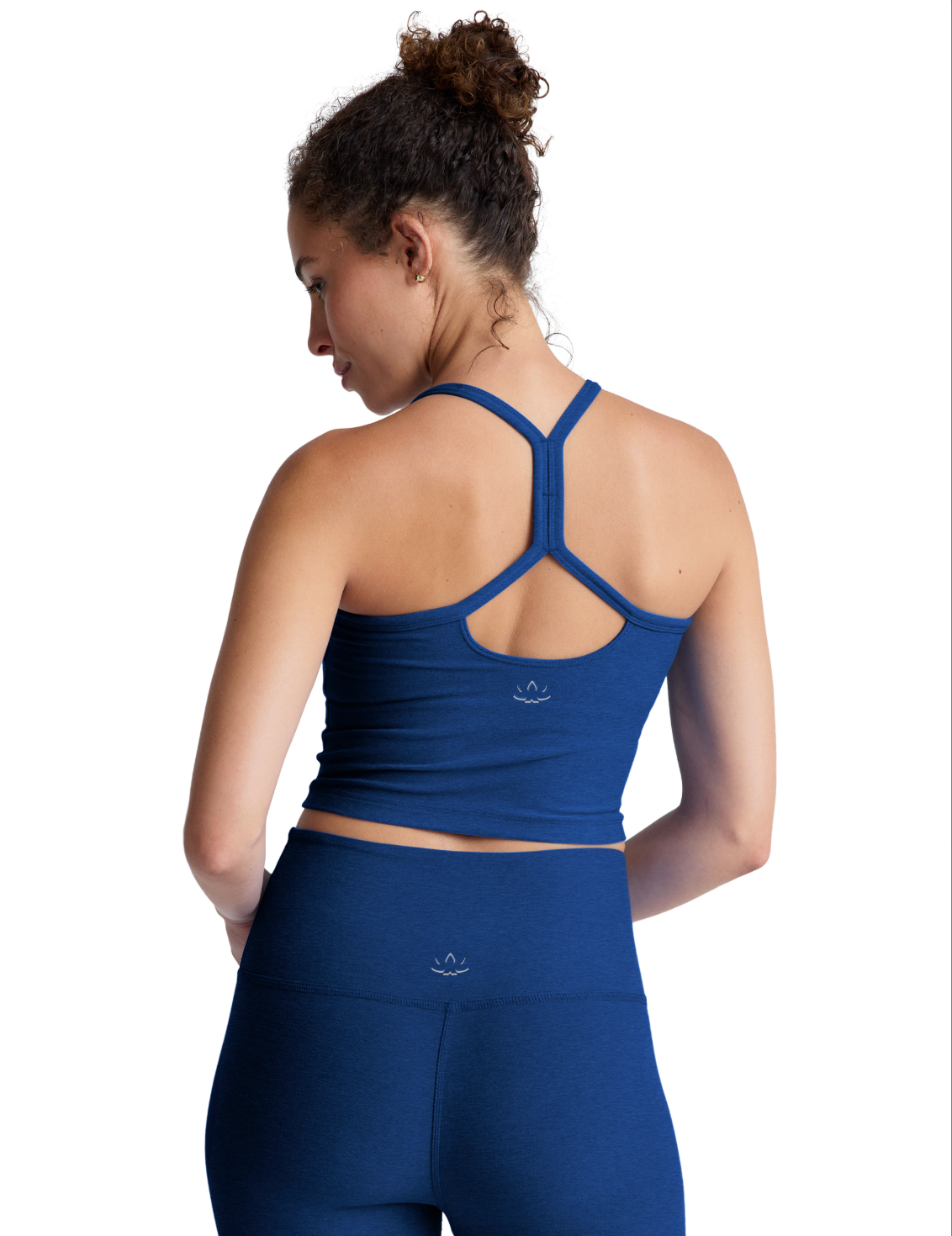 Beyond Yoga Spacedye Slim Racerback Cropped Tank - Marine Blue Heather