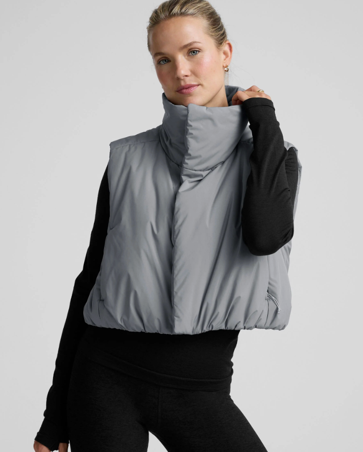 Beyond Yoga Warm Up Puffer Vest - Storm Gray