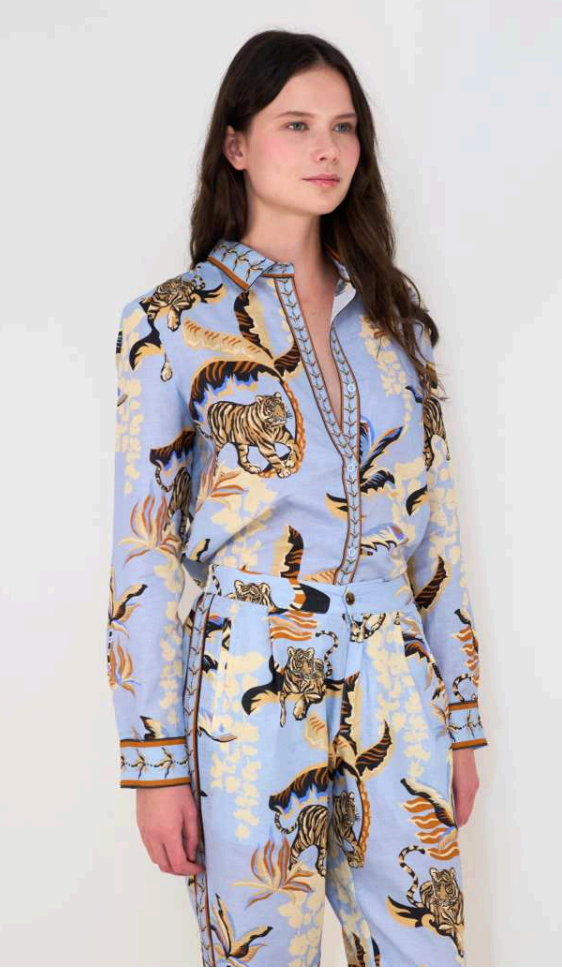 Las Surenas Bali Shirt - Tiger Light Blue