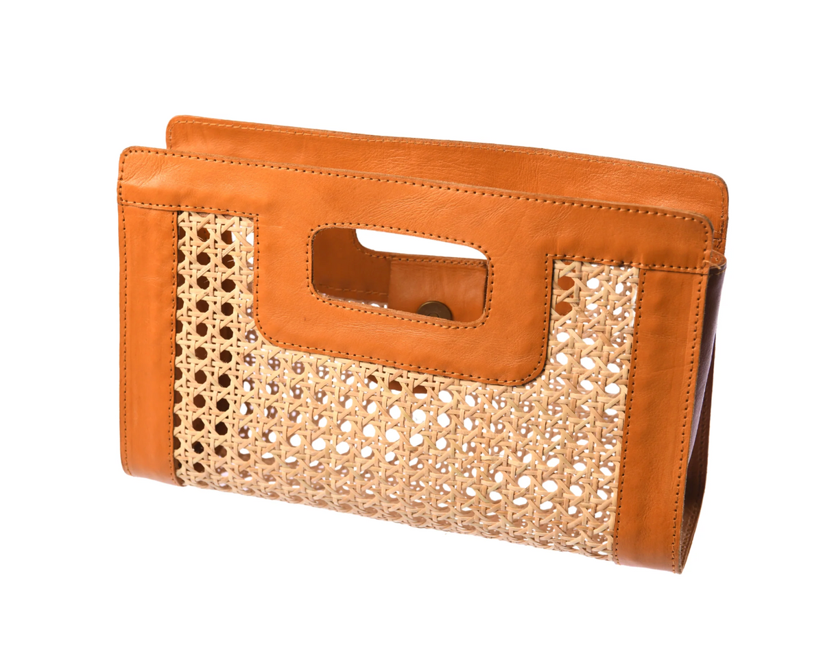 walker & wade Wicker Clutch Carmel