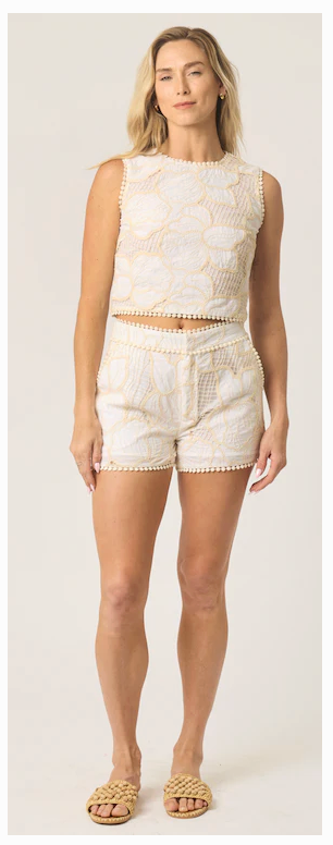 BTB Los Angeles Floral Lagos Tank - White/Natural