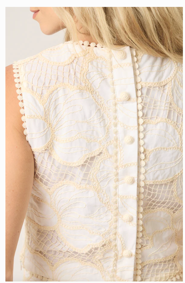 BTB Los Angeles Floral Lagos Tank - White/Natural