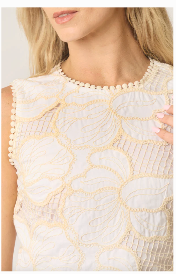 BTB Los Angeles Floral Lagos Tank - White/Natural