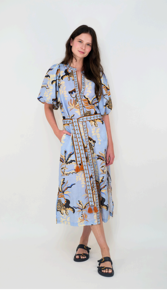 Las Surenas Tunic - Light Blue Bali Tiger