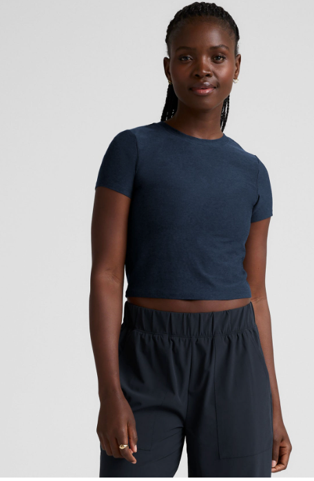Beyond Yoga Featherweight Cropped Tee - Nocturnal Navy