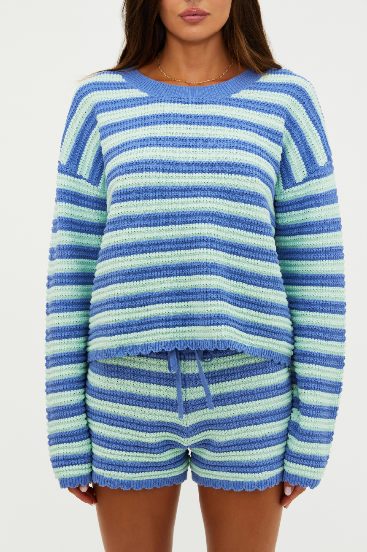 Beach Riot Balbora Short - Sapphire Sea Stripe