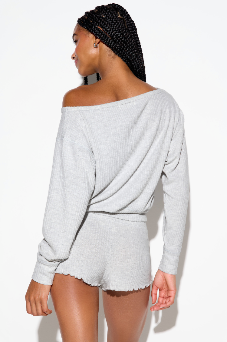 Spiritual Gangster Luma Rib Rhythm Top - Light Heather Grey